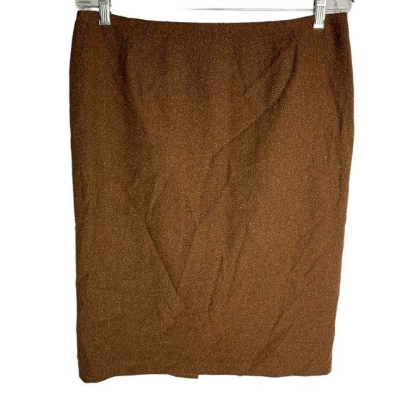 Dolce & Gabbana Wool Silk Blend Tweed Skirt M Brown Knee Length Lined Zipper - Picture 1 of 5